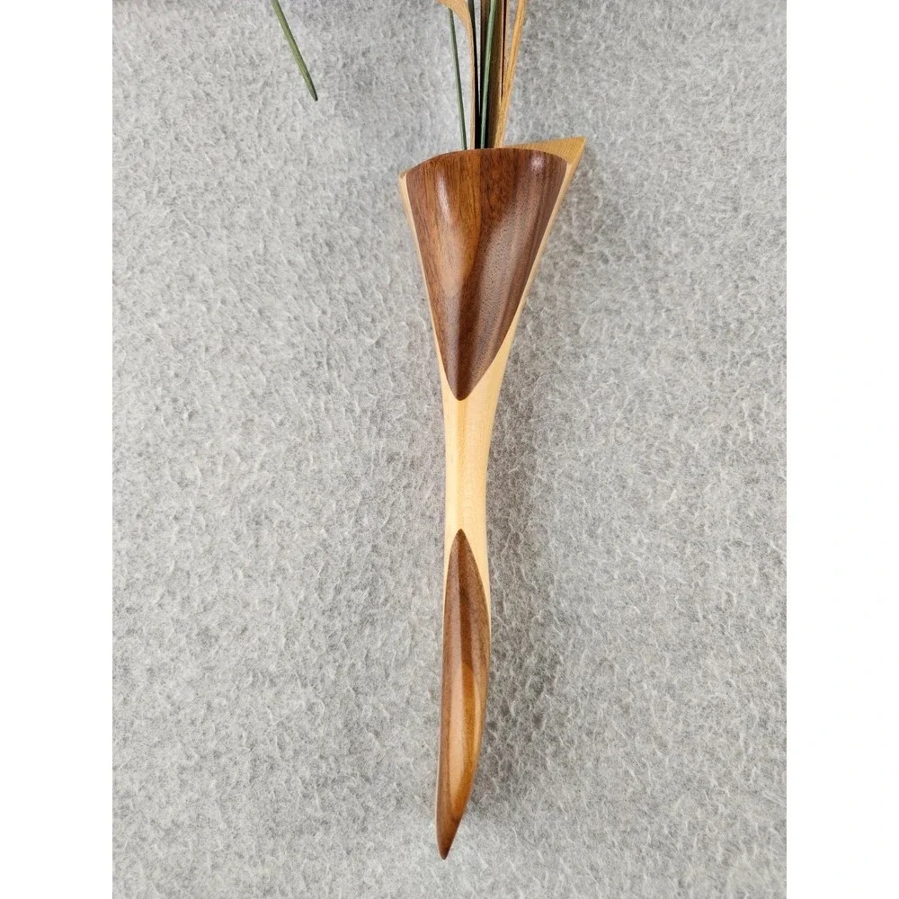 Wooden Wildflower Art Wall Hanging Decor Wood Cattails Pond Vase 3D Bulrush